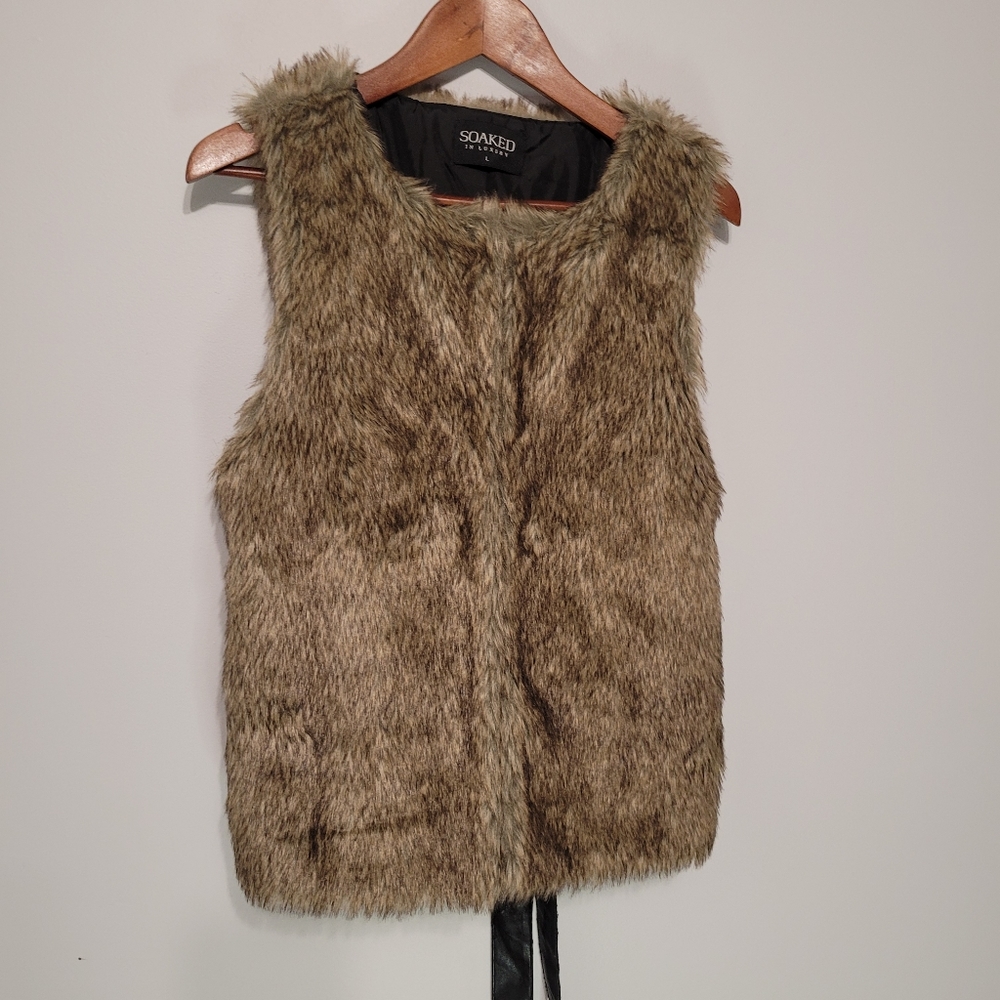 Soaked in Luxury Faux Fur Sleeveless Vest with Pockets